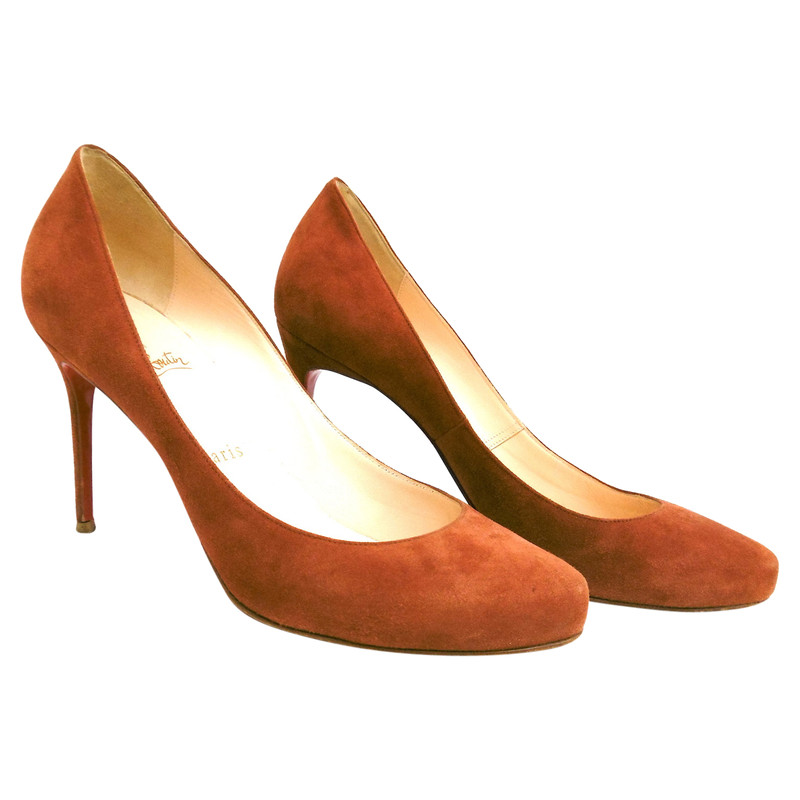 orange christian louboutin heels
