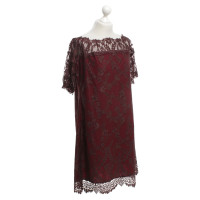 Twin Set Simona Barbieri Bordeaux-kleurige kanten jurk