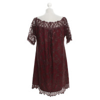 Twin Set Simona Barbieri Bordeaux-kleurige kanten jurk