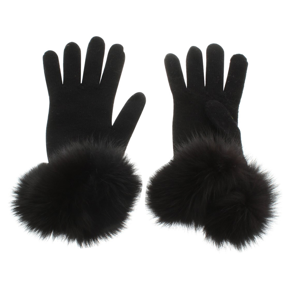 Other Designer Regina - Gloves in black with fur trim