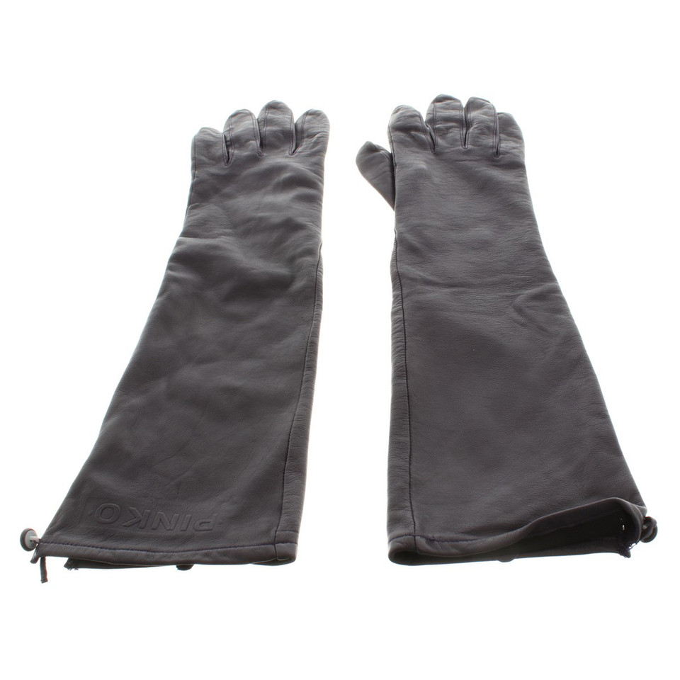 Pinko Lederen handschoenen in Aubergine