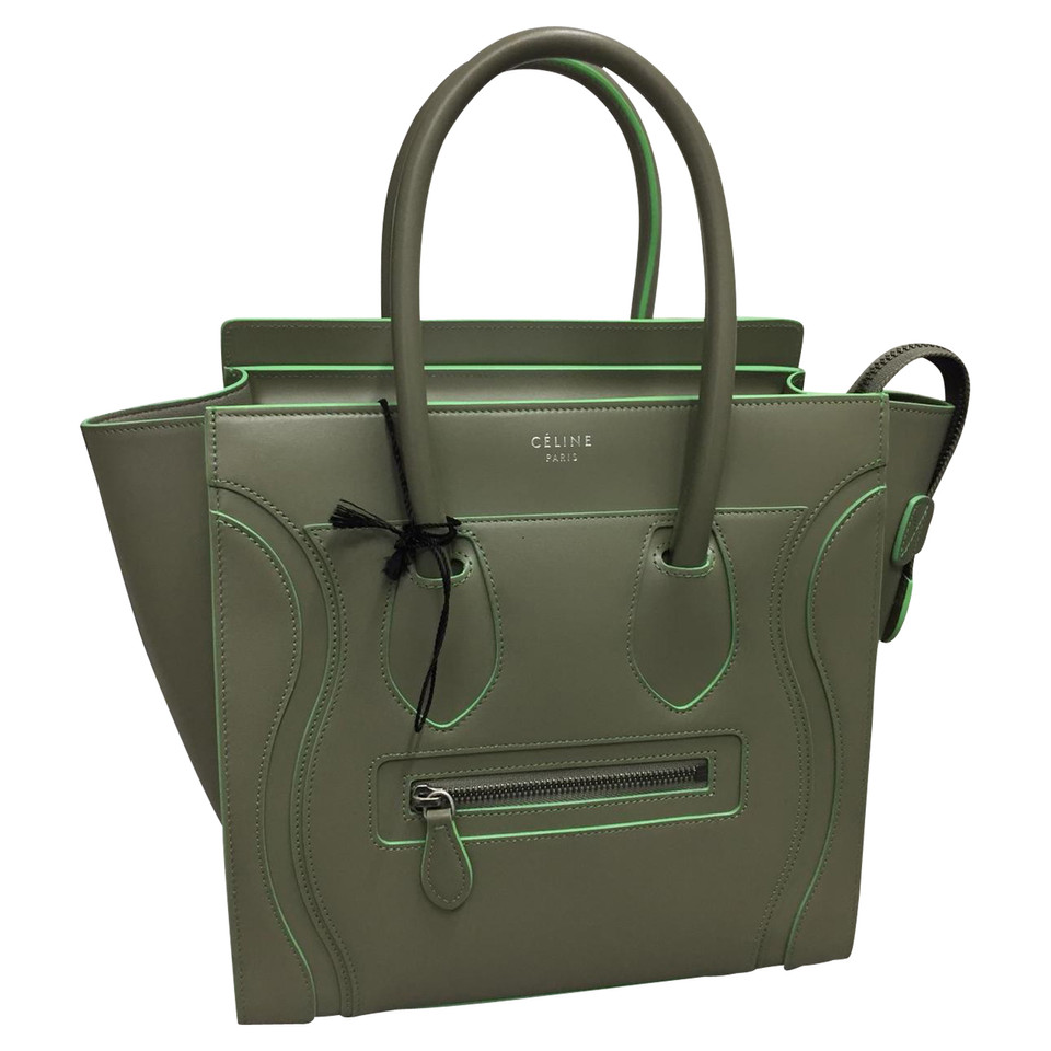 Céline Luggage Micro aus Leder in Grün