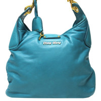 Miu Miu Shopper Leather in Turquoise