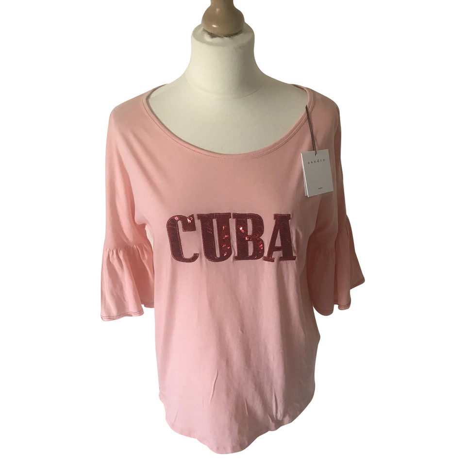 Sandro Top Cotton in Pink