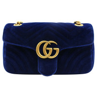 Gucci GG Marmont Velvet Shoulder Bag in Blauw