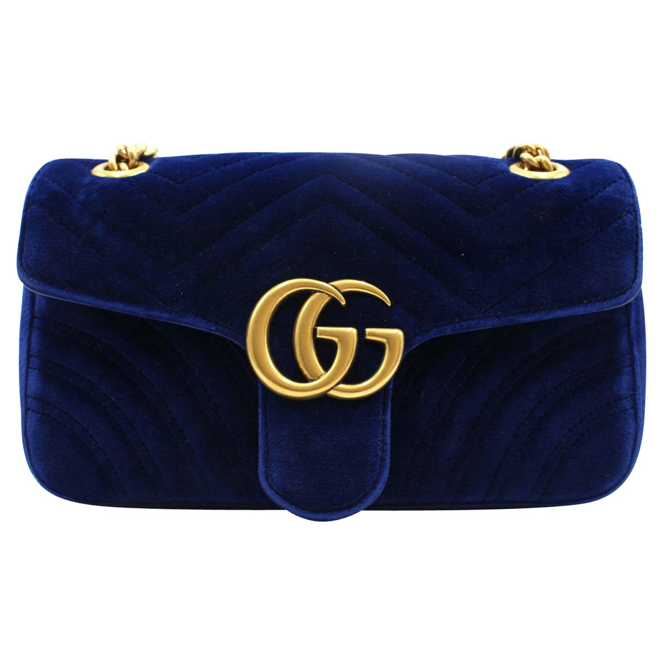 Gucci GG Marmont Velvet Shoulder Bag in Blu