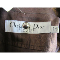 Christian Dior Jas/Mantel Linnen in Bruin