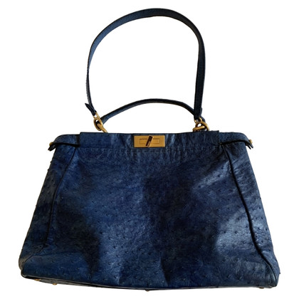 Fendi Peekaboo Bag Large in Pelle in Blu
