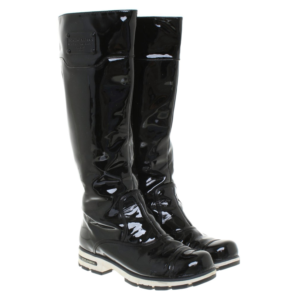 Dolce & Gabbana Bottes en cuir verni