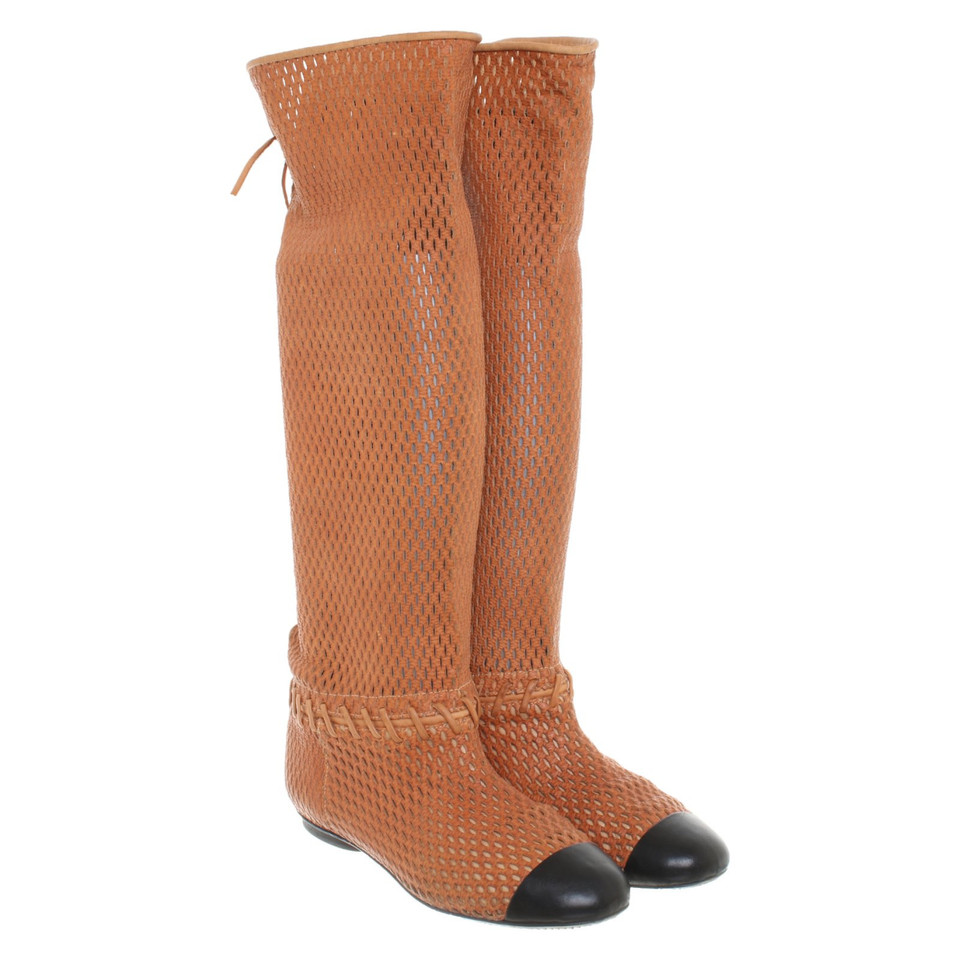 Chanel Bottes en Cuir en Marron