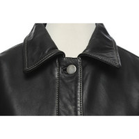 Topshop Jacke/Mantel aus Leder in Schwarz