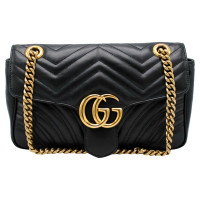 Gucci GG Marmont Flap Bag Normal en Cuir en Noir