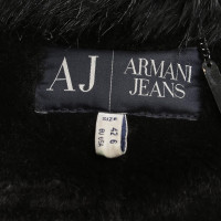 Armani Jeans manteau en cuir noir