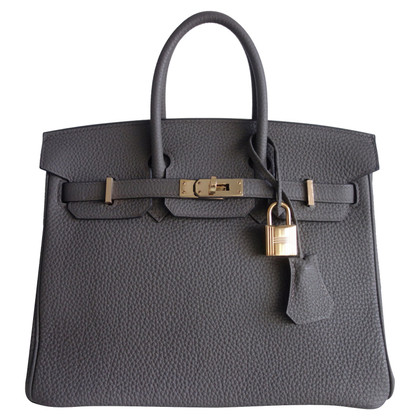 Hermès Birkin Bag 25 aus Leder in Grau