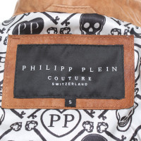 Philipp Plein Veste en cuir marron