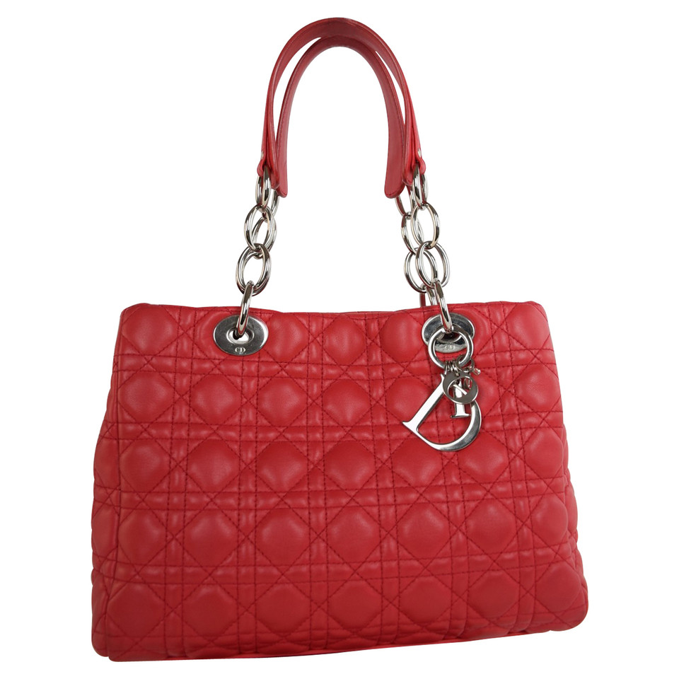 Christian Dior Lady Dior Leer in Rood
