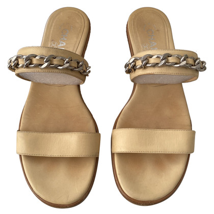Chanel Sandals Leather in Beige