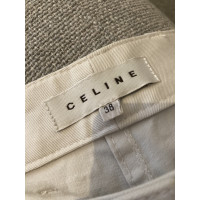 Céline Paio di Pantaloni in Cotone in Bianco