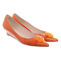 L.K. Bennett Wedges Patent leather in Orange