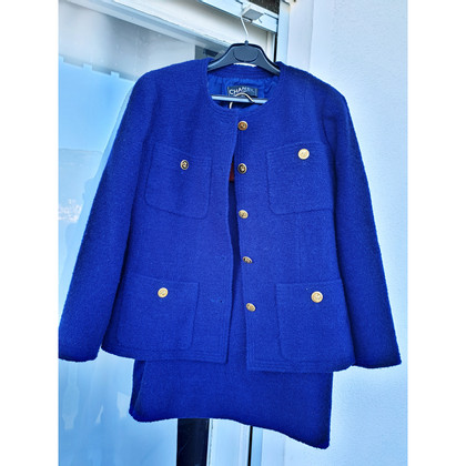Chanel Jas/Mantel Wol in Blauw