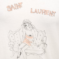 Saint Laurent Top en Coton en Blanc