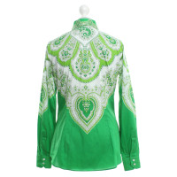 Etro Patterned blouse in green / white