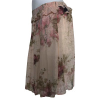 John Galliano Silk floral midi skirt