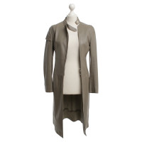 Costume National long manteau gris colombe en cuir
