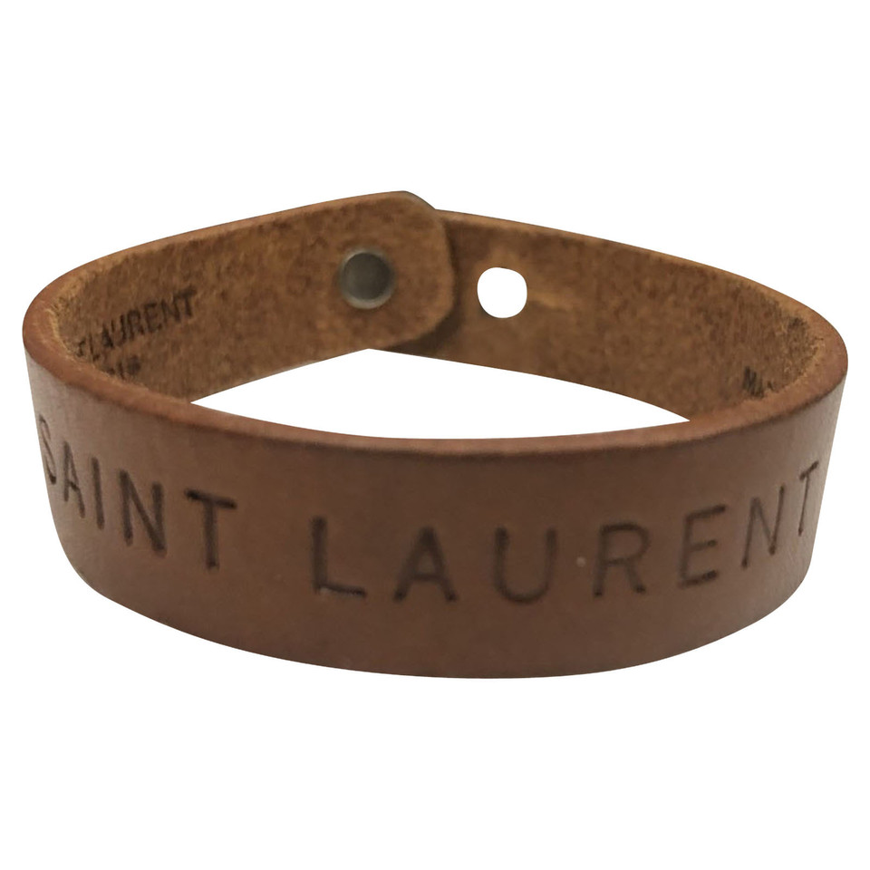 Saint Laurent Armreif/Armband aus Leder in Braun