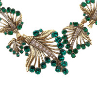 Oscar De La Renta Gold & Crystal Leaf Necklace