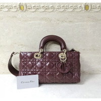 Christian Dior Lady Dior Leer in Bordeaux
