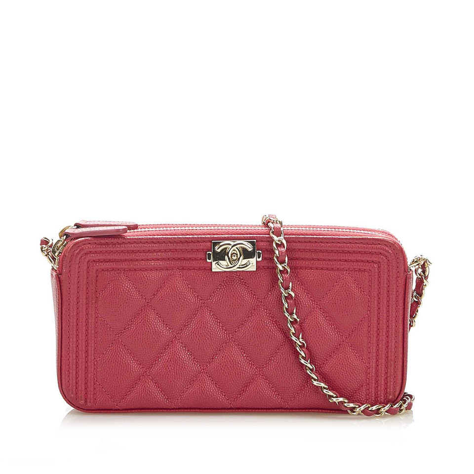 Chanel Tasje/Portemonnee Leer in Rood