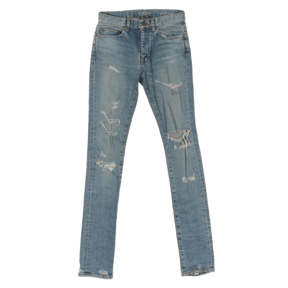 Saint Laurent Jeans in Cotone in Blu