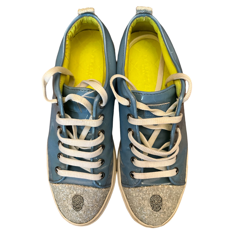 Philipp Plein Chaussures de sport en Cuir verni en Turquoise