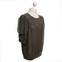 Isabel Marant Giocoso Top in seta in Taupe