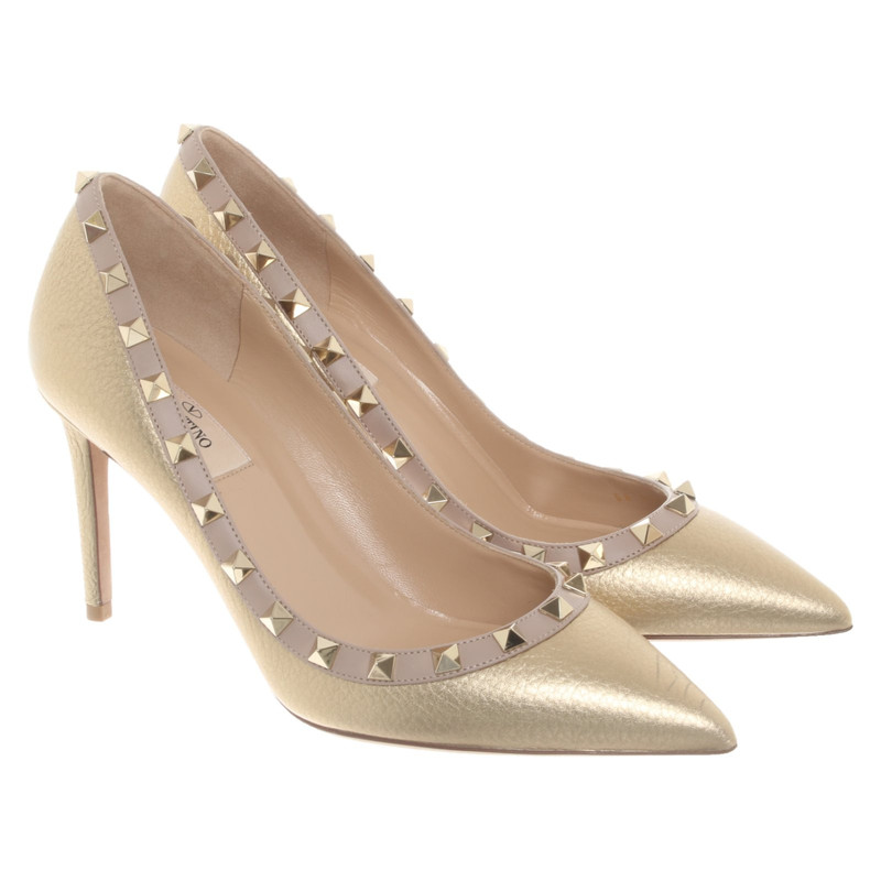 gold valentino heels