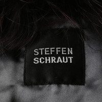 Steffen Schraut Veste en cuir marron avec fourrure