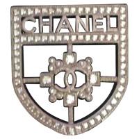 Chanel Brosche aus Stahl in Silbern