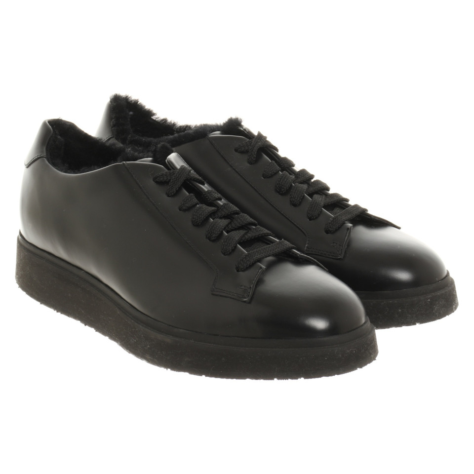 Santoni Trainers Leather in Black