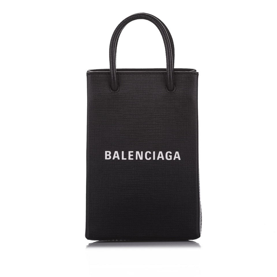 Balenciaga Shopping Phone Holder Leather in Black