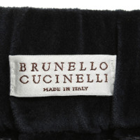 Brunello Cucinelli Fluwelen broek in donkerblauw