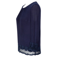 French Connection Blaue Bluse mit Spitze 
