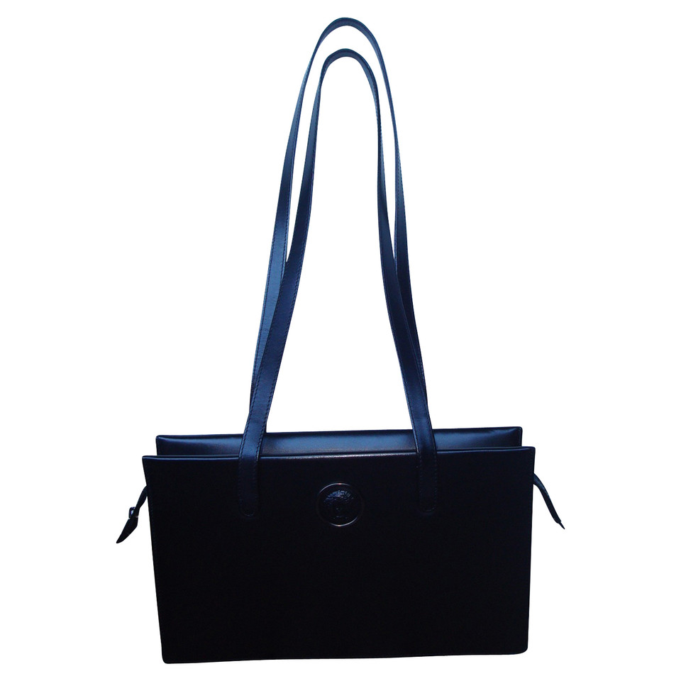 Versace Shopper aus Leder in Schwarz