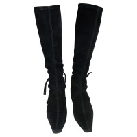 Fratelli Rossetti Black suede boots with kitten heel