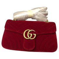 Gucci GG Marmont Flap Bag Normal aus Baumwolle in Rot