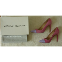 Manolo Blahnik Pumps/Peeptoes en Daim en Rose/pink