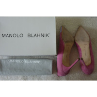 Manolo Blahnik Pumps/Peeptoes en Daim en Rose/pink