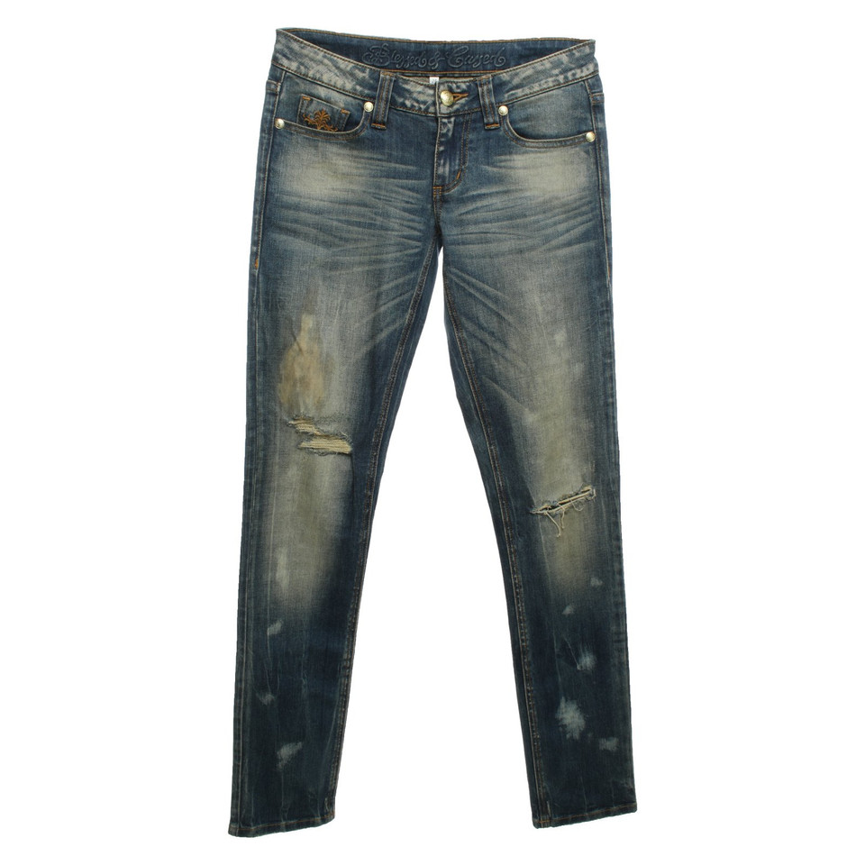 Blessed & Cursed Jeans in Cotone in Blu