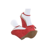 Le Silla  Chaussures compensées en Daim en Rouge