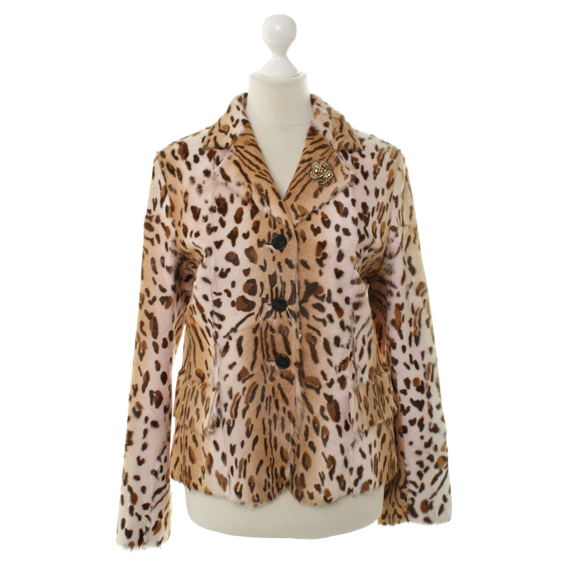 Rosenberg & Lenhart Real fur blazer with animal print